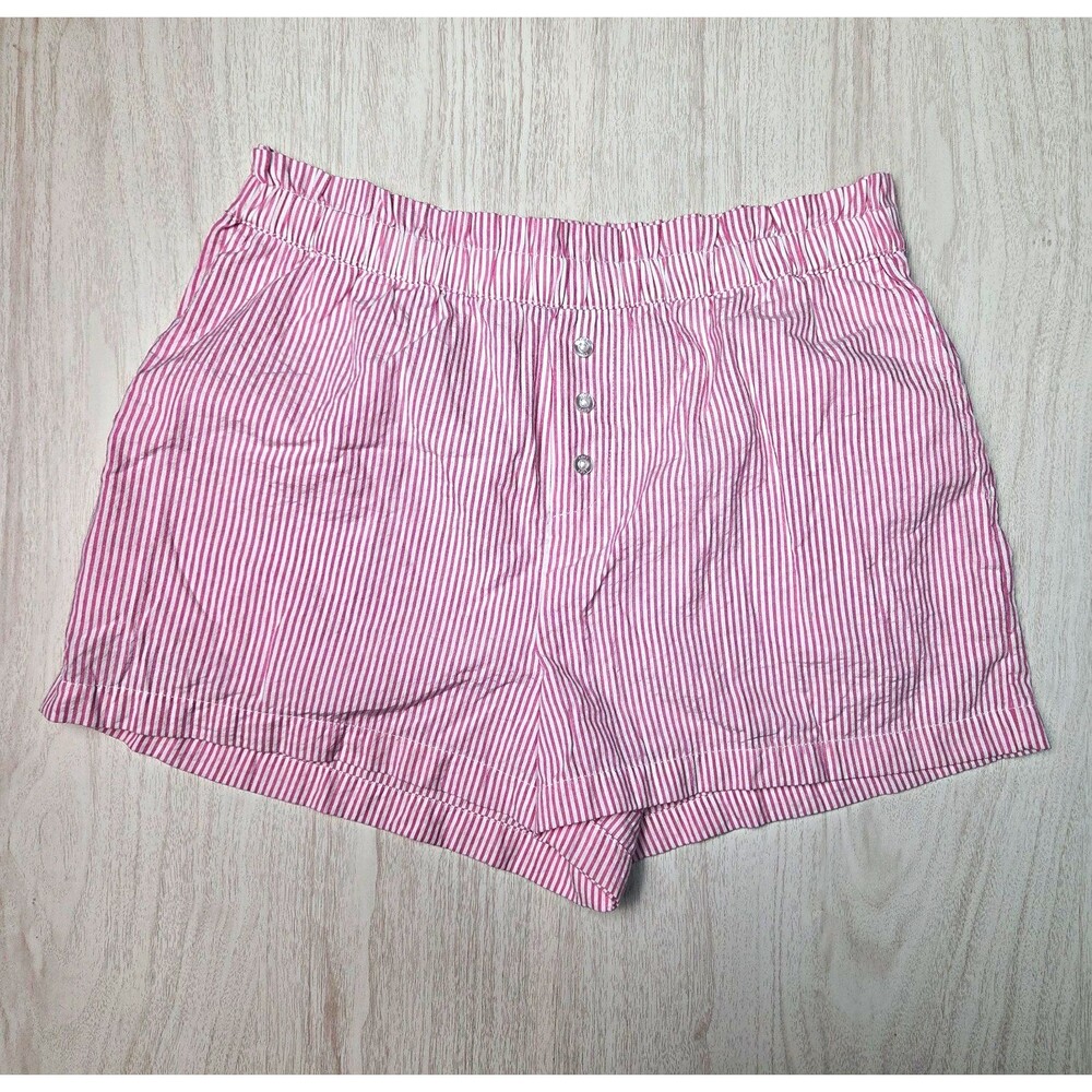 LOFT Womens Sleep Shorts Pink & White Stripe Elastic Waistband Size XS Sleepwear